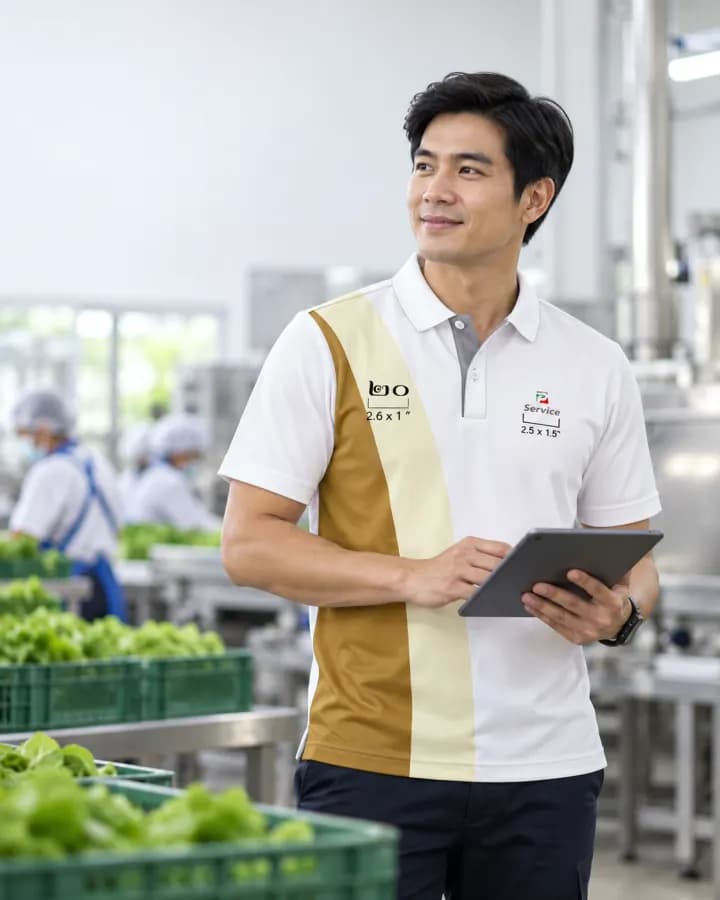เสื้อโปโลสีขาว ตัดแถบตั้งสีทอง