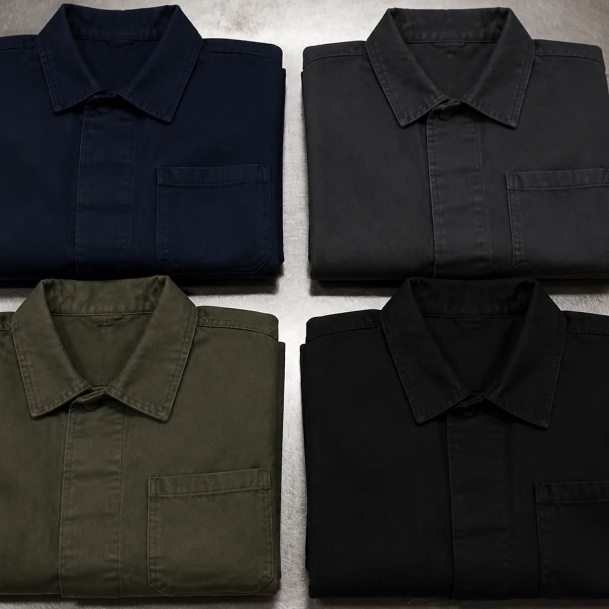 เสื้อช็อปพับเรียง 4 สี ทั้งกรมท่า ดำ และเขียวขี้ม้า